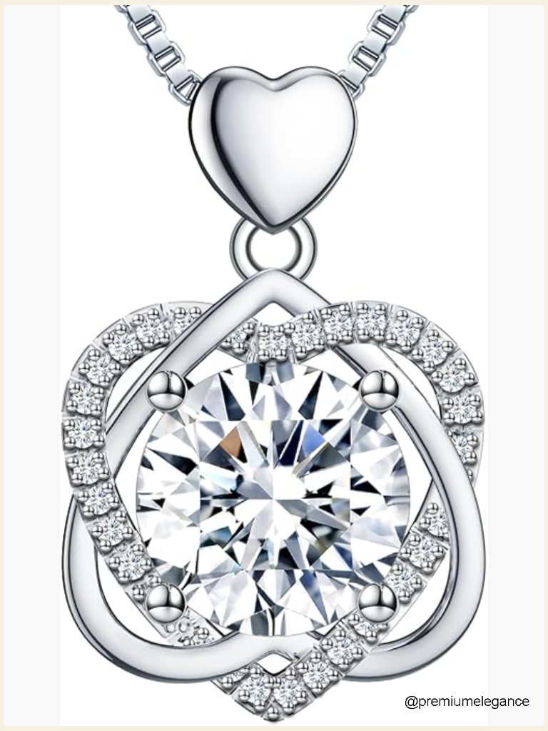3 Carat Moissanite Heart Pendant Necklace Sterling Silver